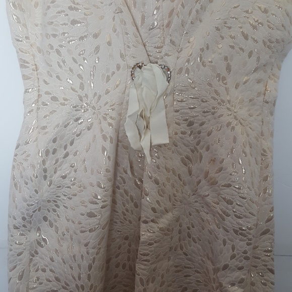 Jessica Howard Petite Midi Dress Cream Tan SZ 14 - Picture 2 of 8
